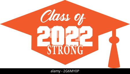 Catégorie de 2022 motif de casquette de graduation orange forte Illustration de Vecteur