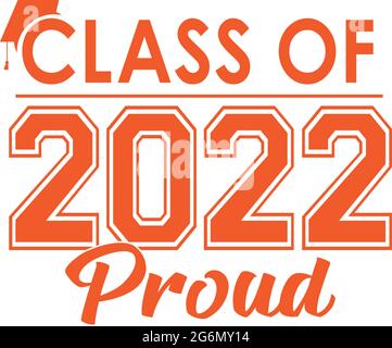 Catégorie 2022 : MOTIF ORANGE VIF avec capuchon de graduation Illustration de Vecteur