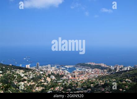 Vue panoramique aérienne de Monte Carlo, Monaco, 2019. Banque D'Images