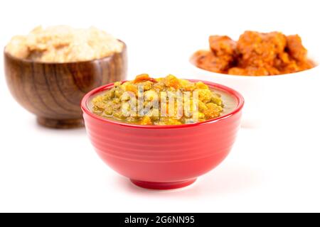 Trois variétés de légumes de curry Tikka Masalla et Korma Banque D'Images