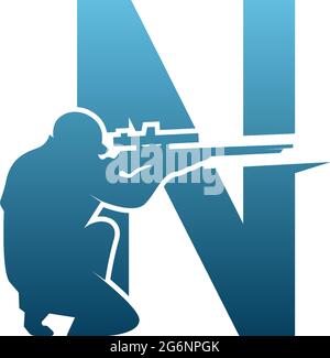 Lettre N avec logo sniper design concept modèle vecteur Illustration de Vecteur