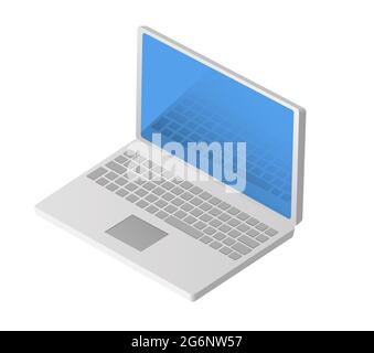 Un seul ordinateur Isométrique avec écran et clavier Illustration de Vecteur