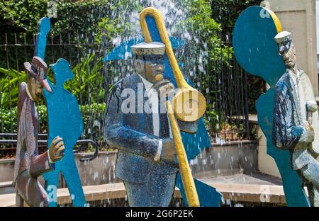 Sculpture de musiciens de jazz au parc national d'histoire de Jazz. La Nouvelle-Orléans, Louisiane, États-Unis Banque D'Images