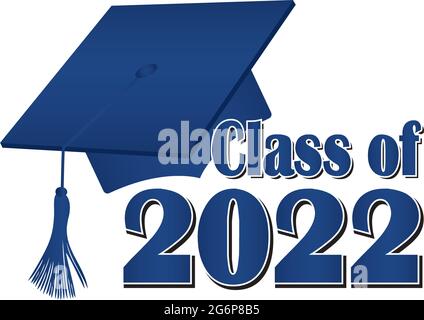 Classe bleue de capuchon de graduation 2022 Illustration de Vecteur