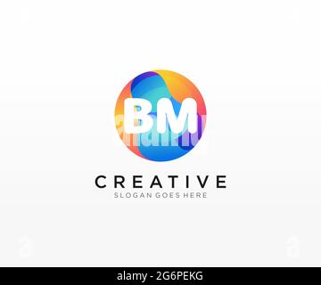 Logo initial BM avec modèle de cercle coloré Illustration de Vecteur