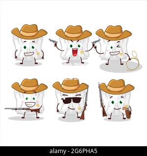 Joli chapeau de cowboy fantôme personnage de dessin animé blanc. Illustration vectorielle Illustration de Vecteur
