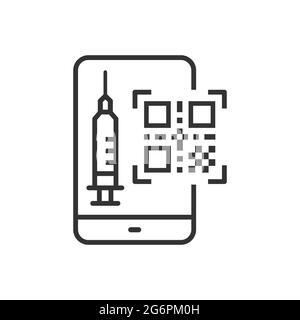 Icône de ligne de vaccination de code QR. Illustration vectorielle sur fond blanc. Illustration de Vecteur