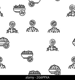 Groats Natural Food Vector Seamless Pattern Illustration de Vecteur