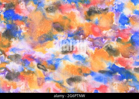 couleur pastel bleu ciel et fond nuagé, couleur naturelle grunge peinture colorée à la main, aquarelle illustration, art abstrait Banque D'Images