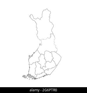 Carte de contour de la Finlande isolée sur fond blanc. Illustration de Vecteur