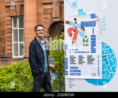 Nick Barley Edinburgh International Book Festival Directeur au lancement du programme, juillet 2021, Edinburgh College of Art Scotland, Royaume-Uni Banque D'Images