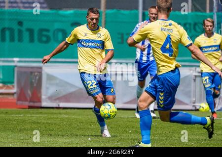 Nyborg, Danemark. 07e juillet 2021. Josip Radohl (22) de Broendby SI vu pendant un match test entre Odense Boldklub et Broendby IF à Nyborg Idraetspark à Nyborg. (Crédit photo : Gonzales photo/Alamy Live News Banque D'Images