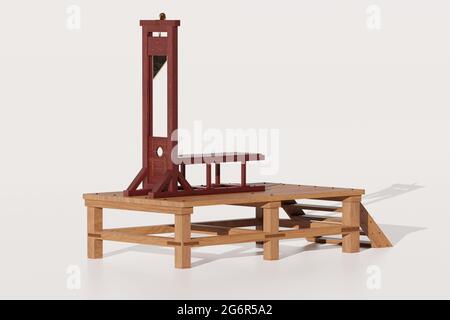 Guillotine isolée sur fond blanc. Illustration 3D Banque D'Images