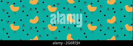 Motif panoramique sans couture, nombreux oiseaux abstraits - illustration vectorielle Illustration de Vecteur
