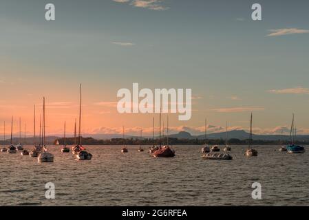 Bateaux à voile sur le lac de Constance Banque D'Images