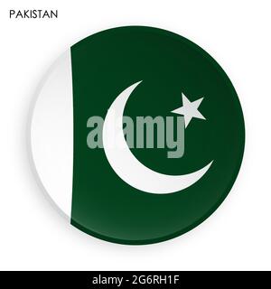 Icône du drapeau de la République islamique du Pakistan dans le style néo-omorphisme moderne. Bouton pour applications mobiles ou Web. Vecteur sur fond blanc Illustration de Vecteur