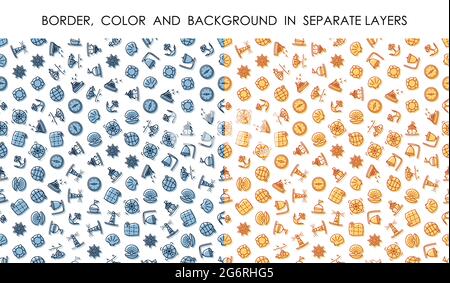 ensemble de motifs sans couture avec des icônes linéaires de voyage en mer et d'aventure. Ornement pour la décoration et l'impression sur le tissu. Elément de conception. Vecteur Illustration de Vecteur