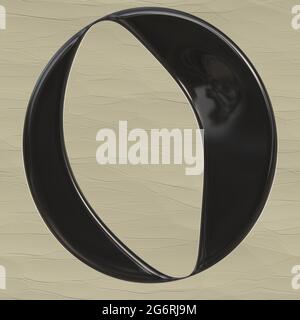 Graphique avec un caractère noir laqué brillant majuscule O comme monogramme Banque D'Images