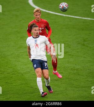 Londres, Royaume-Uni. 07 juillet 2021 - Angleterre / Danemark - UEFA Euro 2020 semi-finale - Wembley - Londres Kalvin Phillips pendant le match contre le Danemark crédit d'images : © Mark pain / Alay Live News Banque D'Images