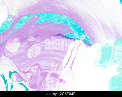 Bleu, vert et violet abstrait créatif fond peint à la main, art fluide, pinceau, océan abstrait, peinture acrylique sur toile. Art moderne Contempor Banque D'Images