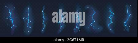 Coup d'éclair électrique de couleur bleue pendant la nuit. Illustration de Vecteur