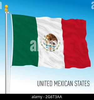 Drapeau national officiel du Mexique, pays américain, illustration vectorielle Illustration de Vecteur