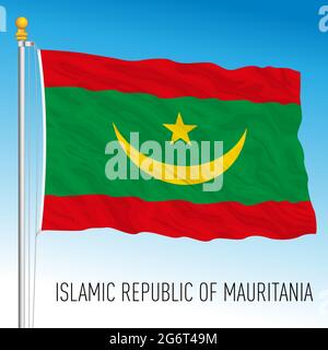 Drapeau national officiel de la Mauritanie, pays africain, illustration vectorielle Illustration de Vecteur