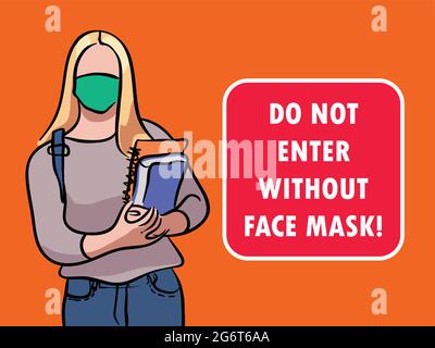 Masque facial requis. Mesures de protection contre le coronavirus COVID-19 . Vecteur d'illustration Illustration de Vecteur