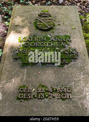 Cimetière de la Maison de Saxe-Coburg et Gotha près de Coburg, Allemagne. Tombe de Katrin Anna Dorothea, princesse de Saxe Coburg et Gotha Banque D'Images