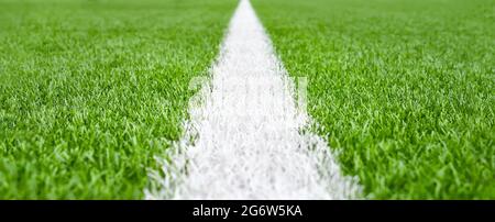 Terrain de football macro herbe. Détail gazon du terrain du stade. Gros plan sur les lignes du terrain de football. Terrain de football terrain de football herbe Banque D'Images