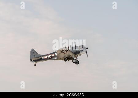 Reading, Pennsylvania, USA-June 6, 2021: Douglas SBD Dauntless qui un avion de scout naval de la Seconde Guerre mondiale. Banque D'Images