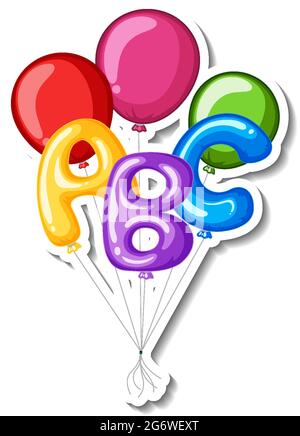 Modèle d'autocollant avec de nombreuses illustrations de ballons colorés Illustration de Vecteur