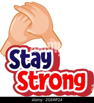 Police robuste de style dessin animé avec les mains tenant ensemble l'illustration isolée Illustration de Vecteur