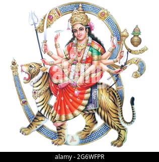 Jai Mata Di, Déesse Durga stock Photographie d'une imprimerie Banque D'Images