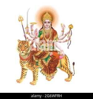 Jai Mata Di, Déesse Durga stock Photographie d'une imprimerie Banque D'Images