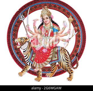 Jai Mata Di, Déesse Durga stock Photographie d'une imprimerie Banque D'Images