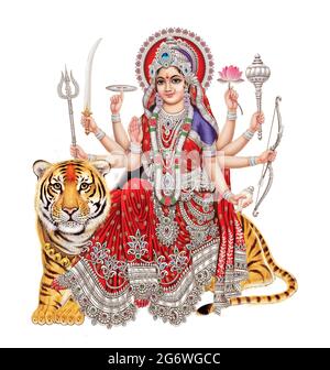 Jai Mata Di, Déesse Durga stock Photographie d'une imprimerie Banque D'Images