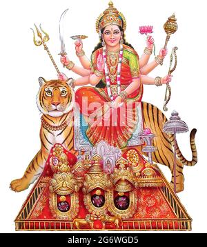 Jai Mata Di, Déesse Durga stock Photographie d'une imprimerie Banque D'Images