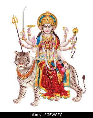 Jai Mata Di, Déesse Durga stock Photographie d'une imprimerie Banque D'Images