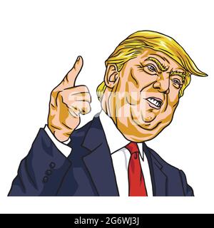 Donald Trump. Vous êtes tiré ! Vecteur de dessin animé. 19 mai 2017 Illustration de Vecteur