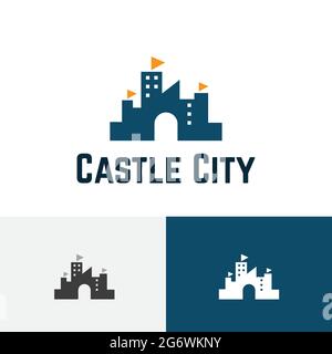 Castle City Building fort Kingdom logo immobilier Illustration de Vecteur