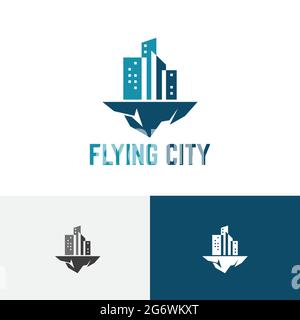 Logo « Flying City Floating Sky High Skyscraper Realty » Illustration de Vecteur