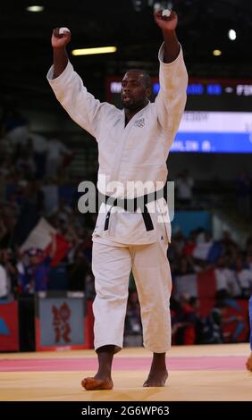 Photo du dossier en date du 03-08-2012 du joueur français de judo Teddy Riner. Date de publication : vendredi 9 juillet 2021. Banque D'Images