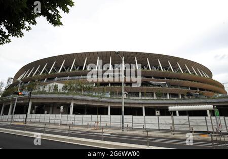 Photo du dossier datée du 16-10-2019 d’UNE vue générale du stade olympique de Tokyo, au Japon. Date de publication : vendredi 9 juillet 2021. Banque D'Images