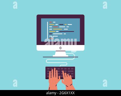 Programmation et codage, développement de sites Web, conception de sites Web. Concept d'illustration vectorielle moderne de conception plate. Illustration de Vecteur