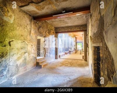 Corridor - Oplontis connu sous le nom de Villa Poppea à Torre Annunziata - Naples, Italie Banque D'Images