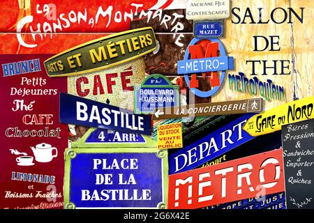 Paris, France. Panneau Metro (Cité station) Banque D'Images