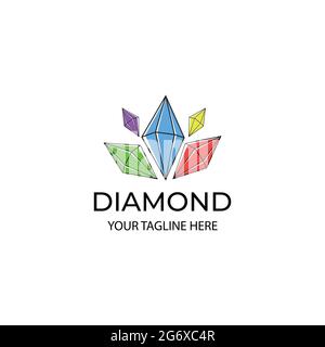 illustration vectorielle du logo cinq diamants minimaliste Illustration de Vecteur