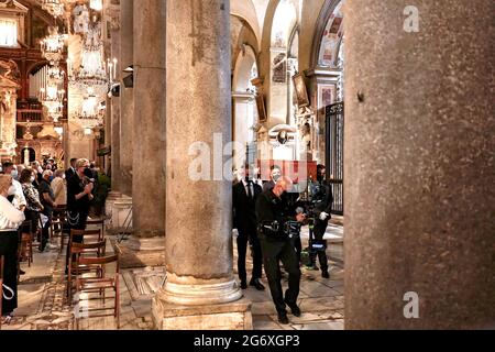 Roma, Campidoglio, chiesa ARA COELI, funerali di Raffaella Carrà Banque D'Images