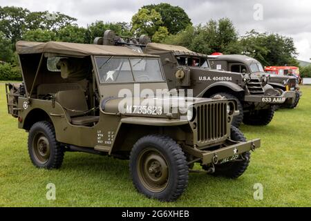 M38 Jeep exposé statique au Shuttleworth Military Airshow le 4 juillet 2021 Banque D'Images